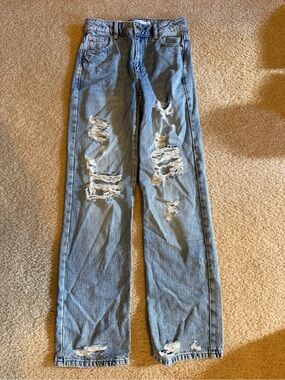 Garage Women’s Light Blue Distressed Straight-Leg